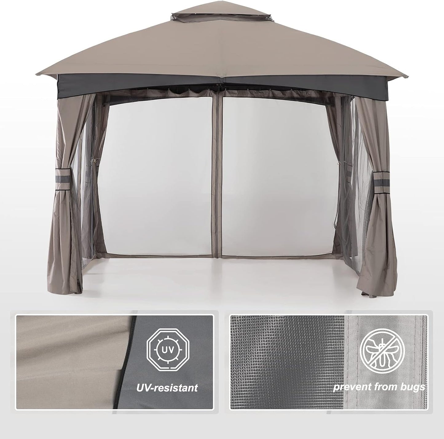 Outdoor Patio Gazebo for Garden with Upgrade Steel Frame and Netting