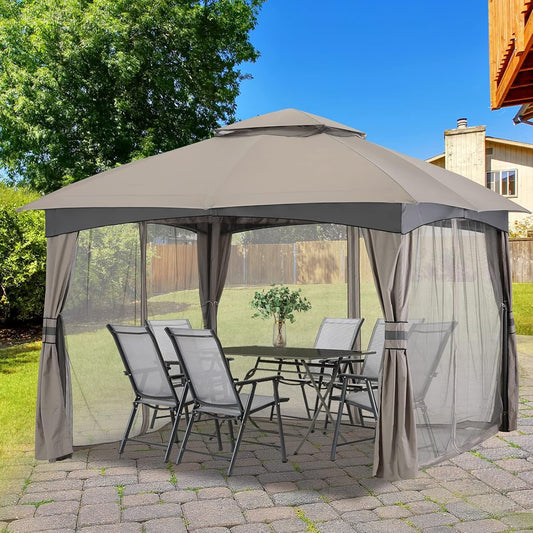 Outdoor Patio Gazebo for Garden with Upgrade Steel Frame and Netting